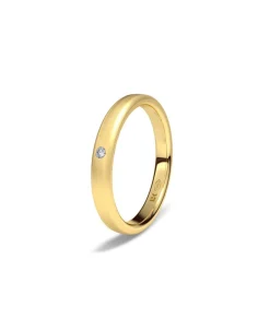 Alianza de Oro Amarillo Ovalada con Diamante