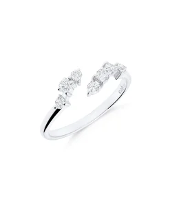 Anillo Abierto con Siete Diamantes en Oro Blanco