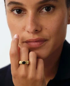 Anillo AGATHA París Haussman Circonita Marrón y Dorado | 02280115-236