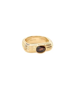 Anillo AGATHA París Haussman Circonita Marrón y Dorado | 02280115-236