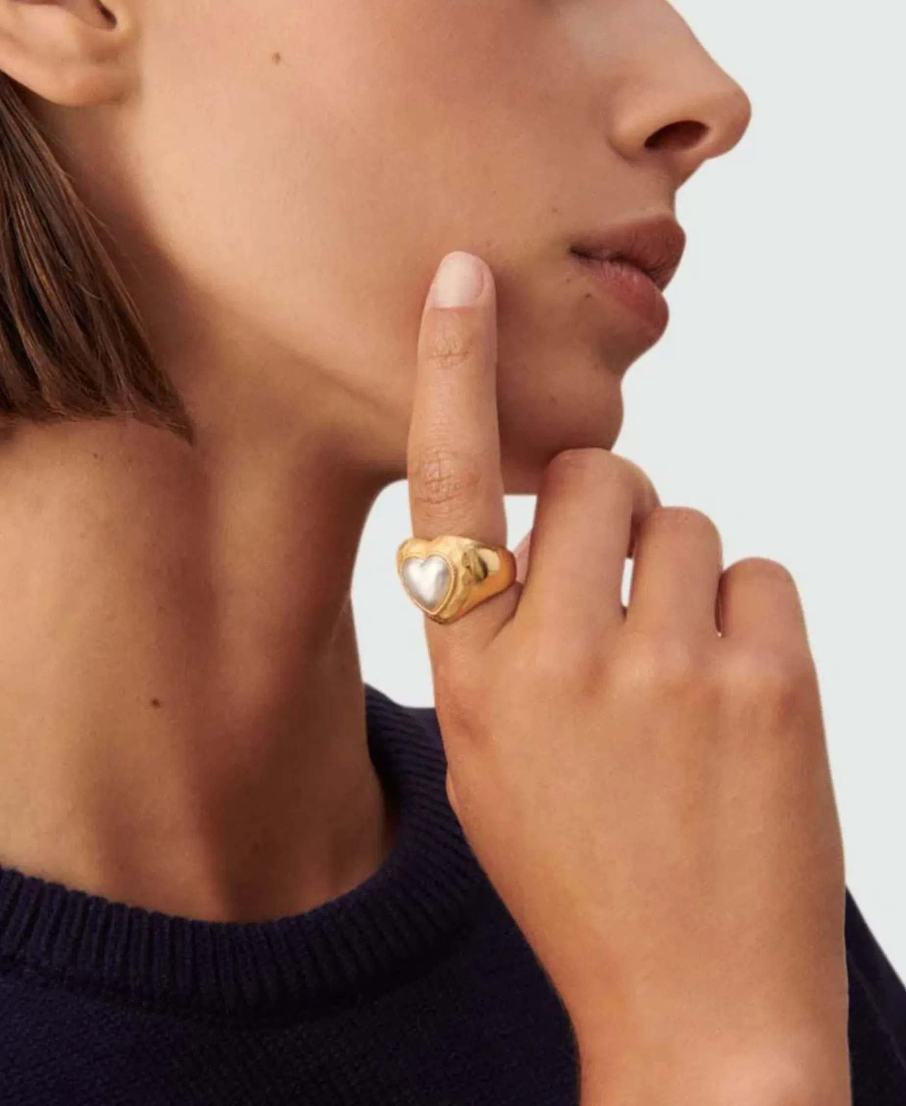 Anillo AGATHA París N° 13 Dorado Con Perla Corazón | 02280103-294