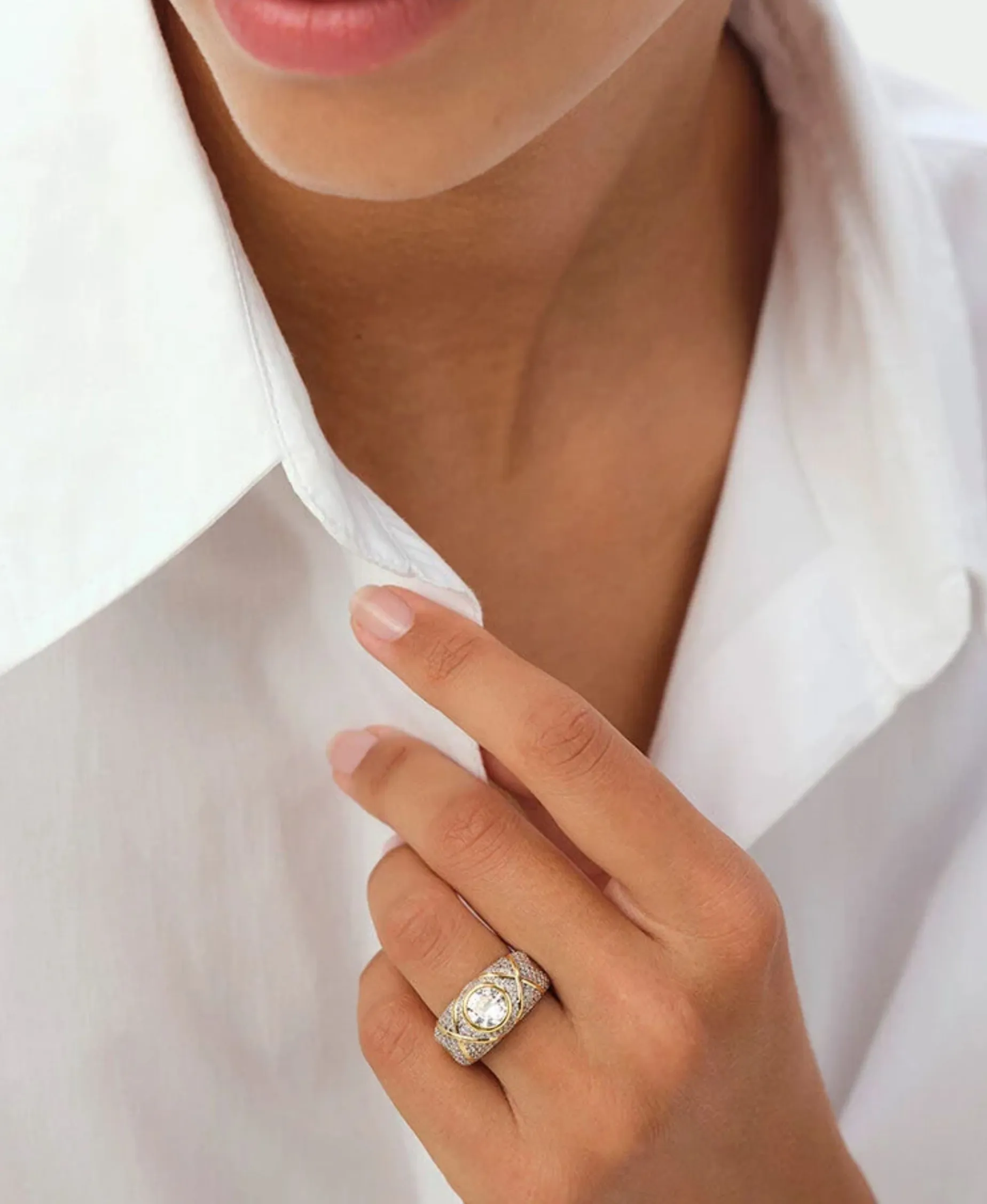 Anillo AGATHA París N° 13 Pavé Bicolor y Circonita XXL | 02280104-879