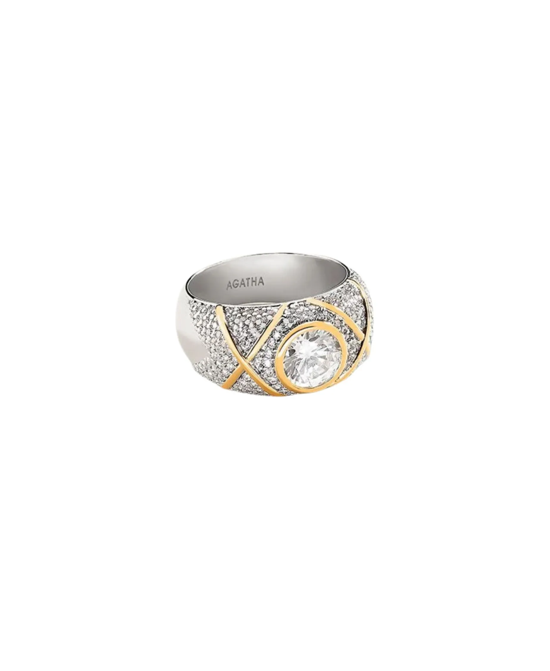 Anillo AGATHA París N° 13 Pavé Bicolor y Circonita XXL | 02280104-879