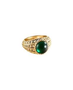 Anillo AGATHA París N° 13 Verde, Dorado y Vidrio | 02280107-658