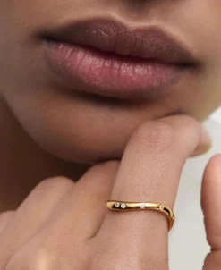 Anillo Air PDPAOLA Plata de Ley con Baño de Oro 18K y Circonitas | AN01-E59