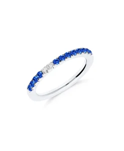 Anillo Alianza Zafiros y Diamantes en Oro Blanco