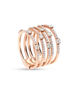 Anillo Ancho con Diamantes Blancos y Brown 1,22 cts en Oro Rosa