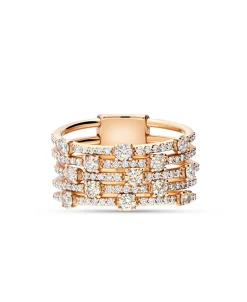 Anillo Ancho con Diamantes Blancos y Brown 1,22 cts en Oro Rosa