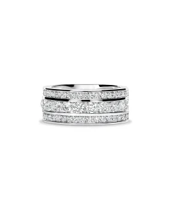 Anillo Ancho con Diamantes en Hilera 2,21 cts en Oro Blanco