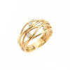 Anillo Ancho con Diamantes en Oro Amarillo