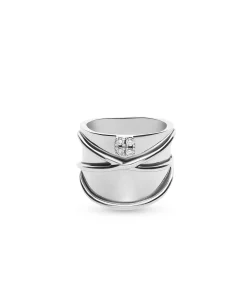 Anillo Banda con Diamantes en Oro Blanco