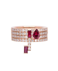 Anillo Banda Fina Gold&Roses I Am Red Oro Rosa y Rubí | GR-486.3RB