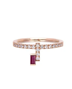 Anillo Banda Fina Gold&Roses I Am Red Oro Rosa y Rubí | GR-486.3RB