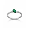 Anillo con Esmeralda Talla Pera 0,35 y Diamantes en Oro Blanco
