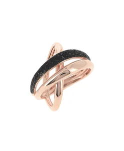 Anillo Cruzado PESAVENTO Polvere di Sogni Negro Plata Baño Oro Rosa | WPLVA1712