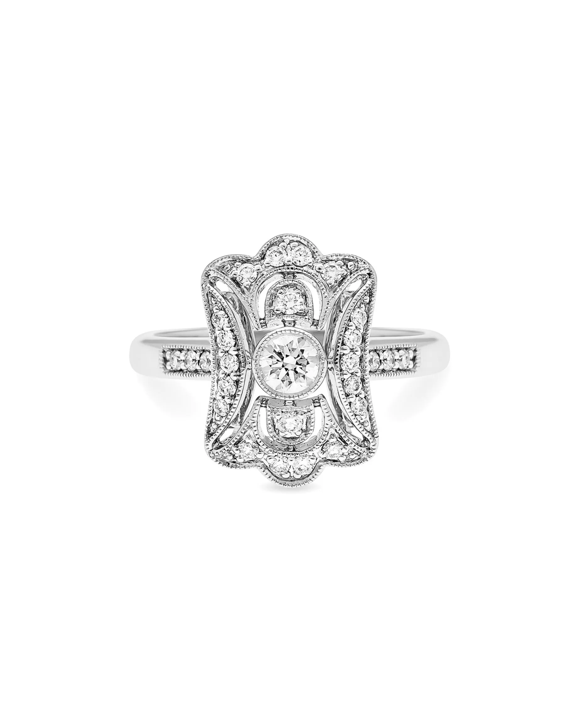 Anillo de Compromiso Art Decó con Diamantes 0,52 cts en Platino