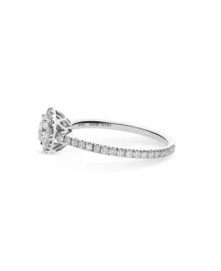 Anillo de Compromiso con Roseta de Diamantes 0,88 cts en Oro Blanco
