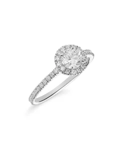 Anillo de Compromiso con Roseta de Diamantes 0,88 cts en Oro Blanco