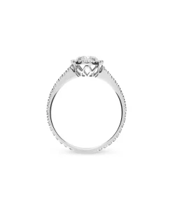Anillo de Compromiso con Roseta de Diamantes 0,88 cts en Oro Blanco