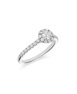 Anillo de Compromiso con Roseta de Diamantes 0,68 cts en Oro Blanco