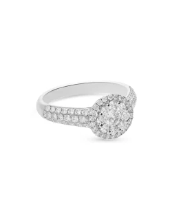 Anillo de Compromiso Doble Roseta de Diamantes 0,96 cts en Oro Blanco