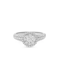 Anillo de Compromiso Doble Roseta de Diamantes 0,96 cts en Oro Blanco