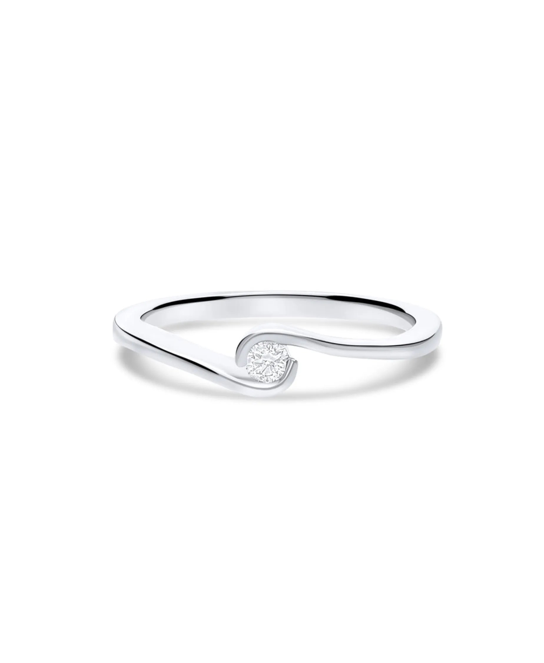 Anillo de Compromiso Solitario con Diamante en Oro Blanco