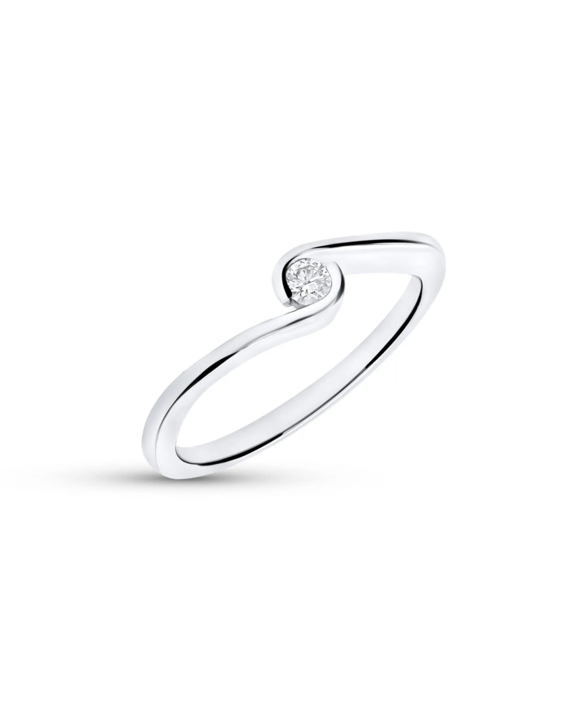 Anillo de Compromiso Solitario con Diamante en Oro Blanco