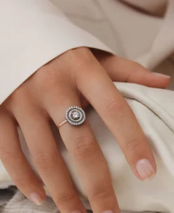 Anillo DELCERRO Brazo Oro Orla Pavé Blanco | 10244B