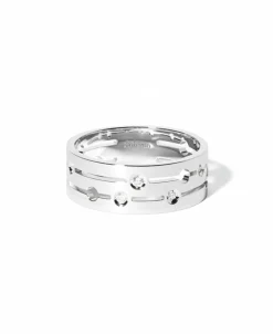 Anillo dinh van Pulse modelo mediano, oro blanco y diamantes | 228212