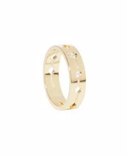 Anillo dinh van Pulse modelo pequeño oro amarillo y diamantes | 228511