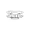 Anillo Doble Banda con Diamante Central 0,28 cts en Oro Blanco