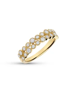 Anillo Doble Fila de Diamantes 0,53 cts en Oro Amarillo
