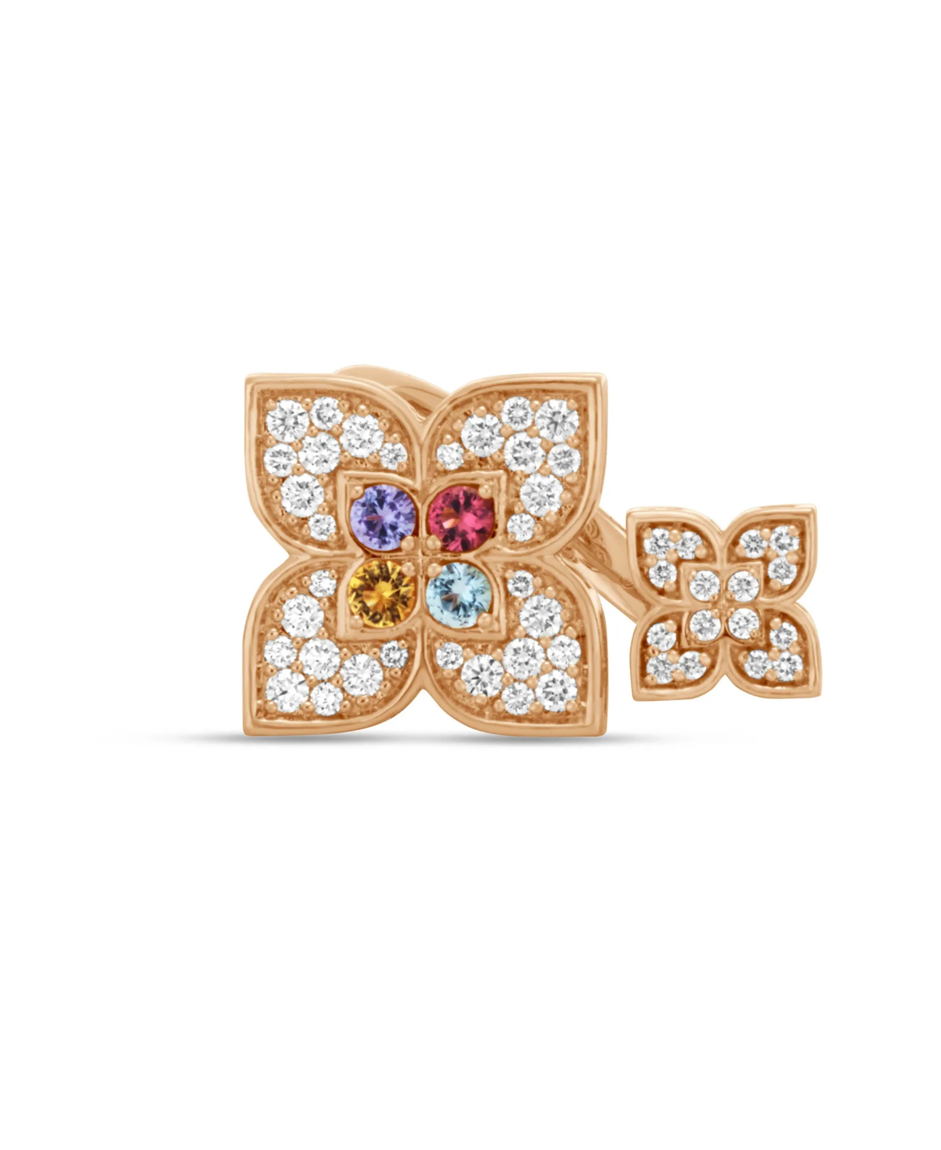 Anillo Doble Roberto Coin Venetian Princess en Oro Rosa y Piedras de Colores | ADV777RI3652