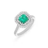 Anillo Esmeralda 1,12 cts con Halo de Diamantes en Oro Blanco