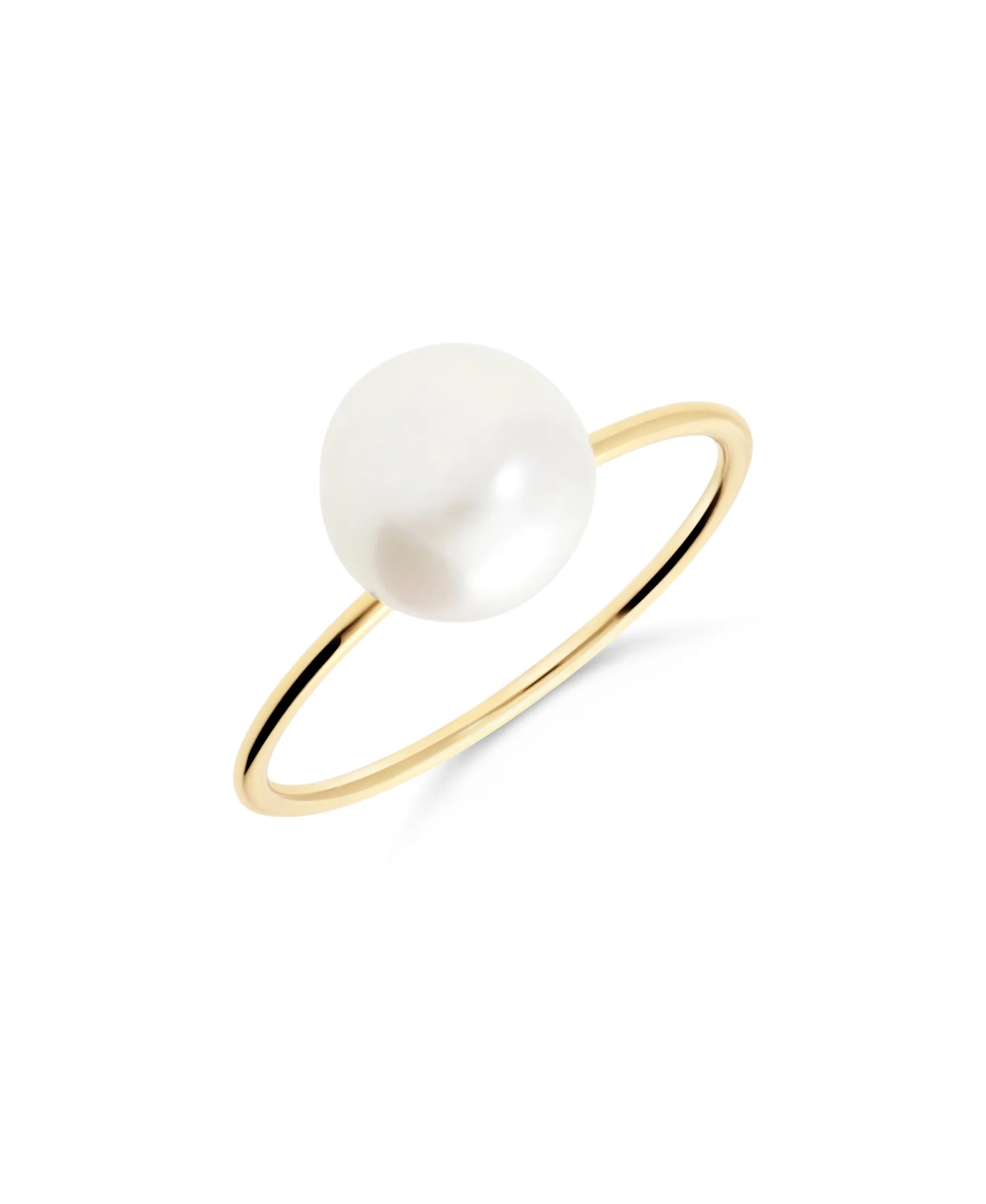 Anillo Fino con Perla L en Oro Amarillo
