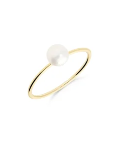 Anillo Fino con Perla S en Oro Amarillo