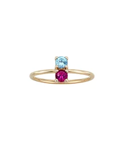 Anillo Gold&Roses Duo Oro Amarillo Rubelita y Topacio Azul | GR-030.1