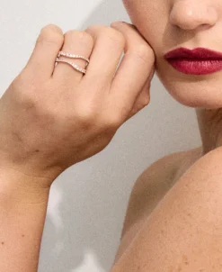 Anillo Gold&Roses Sasa 2 Rails Oro Rosa y Diamantes | GR-530.3