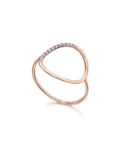 Anillo LECARRÉ Círculo Grande Oro Rosa y Diamantes | GA107OR
