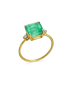 Anillo LeCarré Cuarzo Verde y Topacios en Oro Amarillo