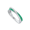 Anillo LECARRÉ Oro Blanco Cruzado con Esmeraldas y Diamantes | GA199ES