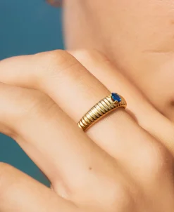 Anillo LECARRÉ Oro Gallonado con Zafiro Oval | GA197ZA