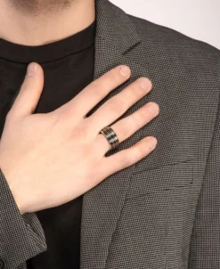 Anillo Marco Dal Maso Acies Band en Plata Pulida y Esmalte Negro | AGAN39-01WHEN