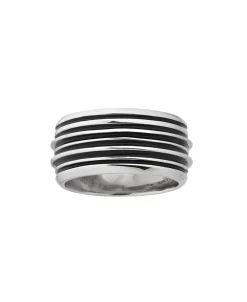 Anillo Marco Dal Maso Acies Band en Plata Pulida y Esmalte Negro | AGAN39-01WHEN
