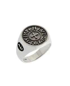 Anillo Marco Dal Maso Moneda Signet en Plata Oxidada | AGAN42-01BVSB
