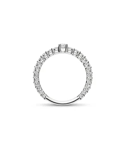 Anillo Media Alianza con Diamantes 0,74 cts en Oro Blanco