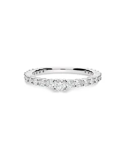 Anillo Media Alianza con Diamantes 0,74 cts en Oro Blanco