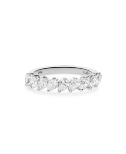 Anillo Media Alianza con Diamantes Talla Pera 1,27 cts en Oro Blanco