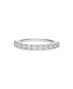 Anillo Media Alianza con 11 Diamantes 0,75 cts en Oro Blanco